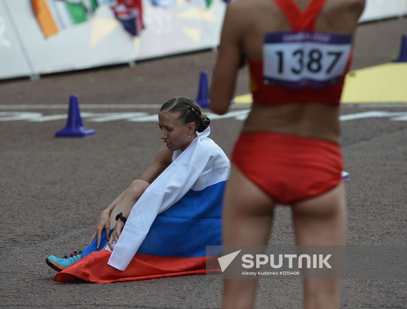 Russia's Olga Kaniskina, the silver medalist in the women's 20-kilometer race walk finals at the 30th Summer Olympic Games in London, after the race. Location: United Kingdom, London. Author: Alexey Kudenko/Sputnik. 2012 Olympics. Athletics. Women's 20 km race walk