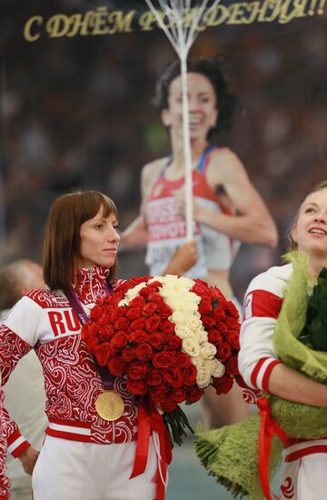 Russian national team arrives home from Olympic Games in London