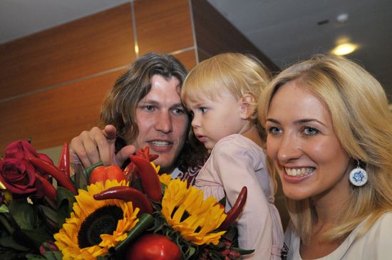 Russian national team arrives home from Olympic Games in London