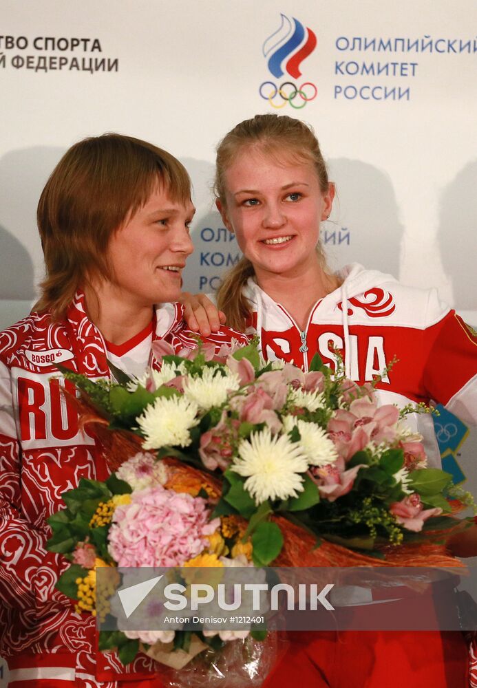 Russian national team arrives home from Olympic Games in London