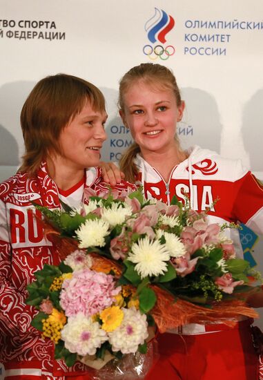 Russian national team arrives home from Olympic Games in London