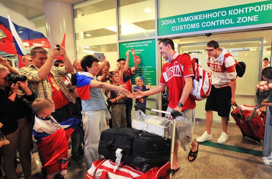 Russia's basketball team back in Moscow after the Olympics