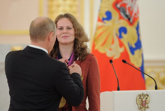 Vladimir Putin presents state awards to Russian Olympic athletes
