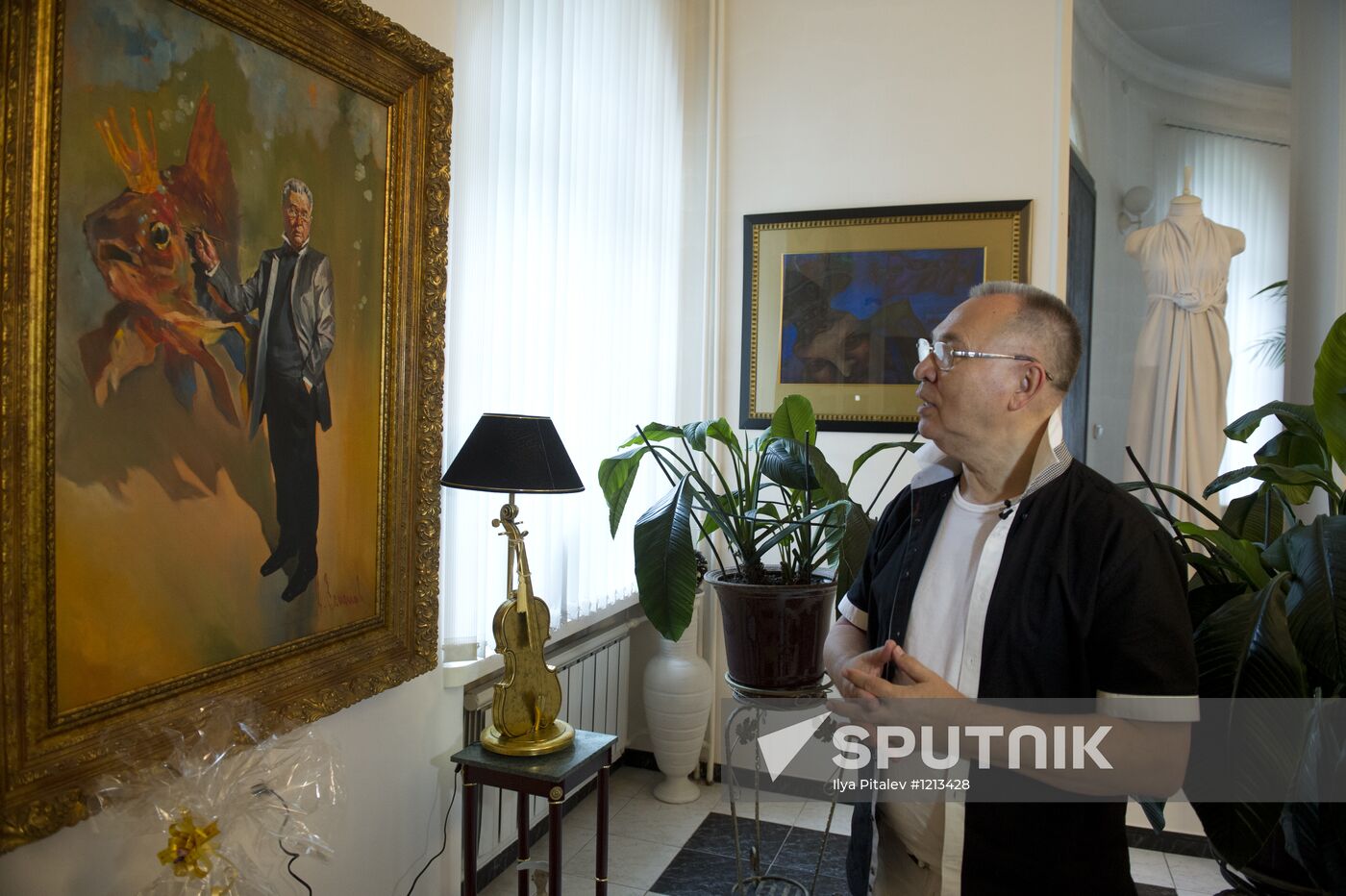 Fashion designer Vyacheslav Zaytsev in his house