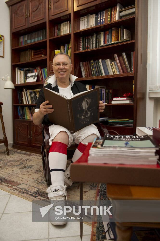 Fashion designer Vyacheslav Zaytsev in his house