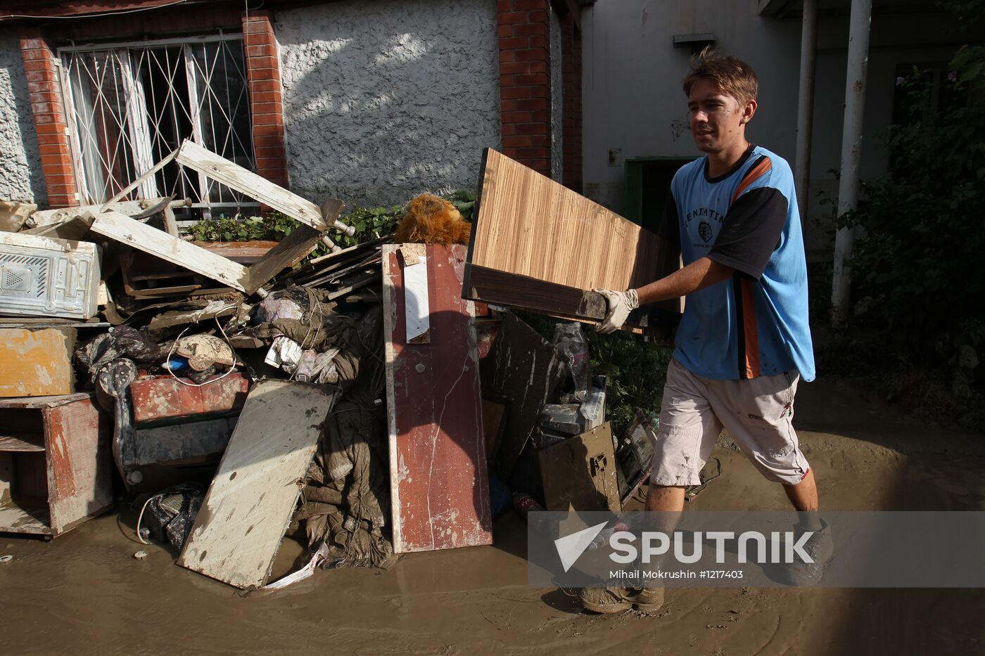 Consequences of floods in Novomikhailovsky village near Tuapse