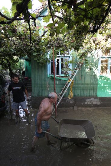 Consequences of floods in Novomikhailovsky village near Tuapse