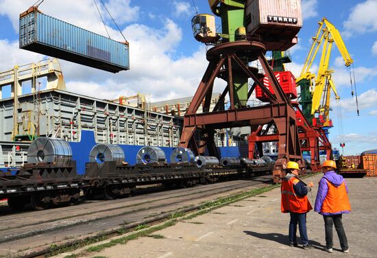 Container terminal at Kaliningrad commercial seaport