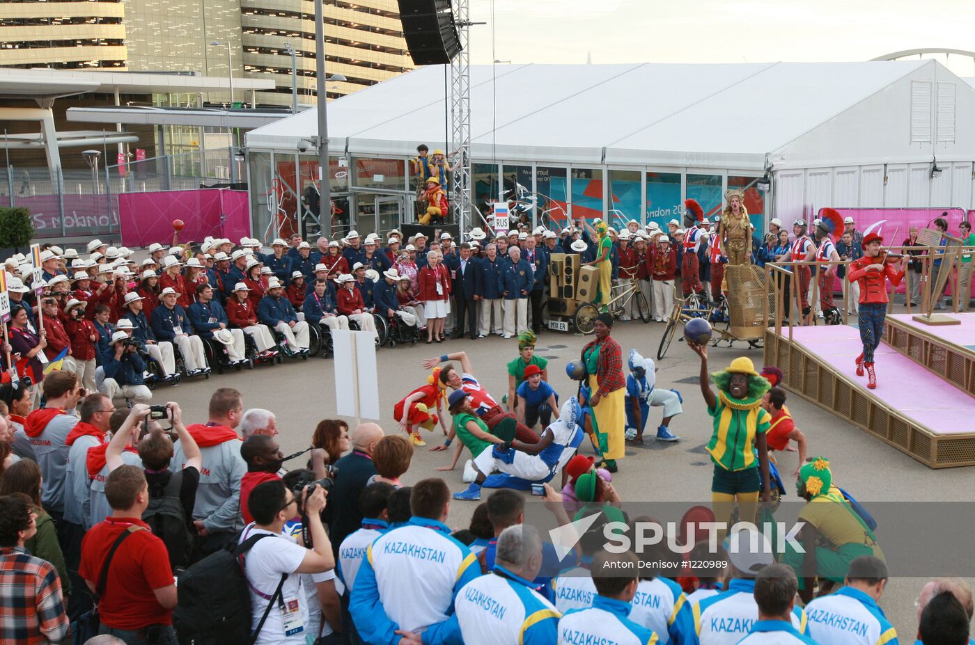 Russian flag raising ceremony in the Paralympic Village