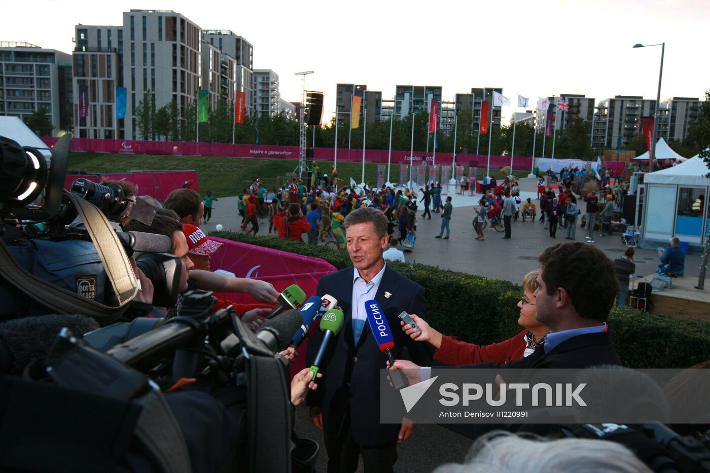 Russian flag raising ceremony in the Paralympic Village