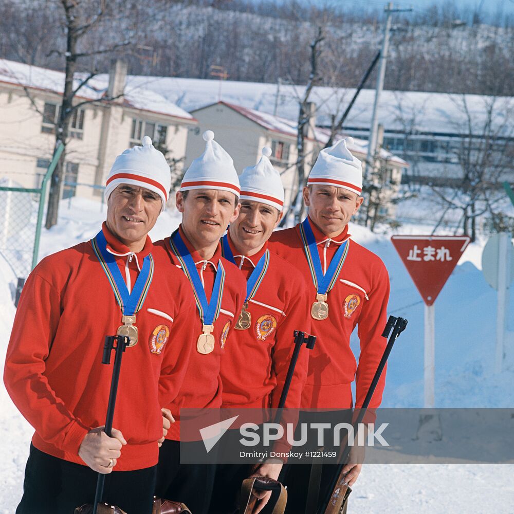 Soviet biathletes at the Olympics in Sapporo
