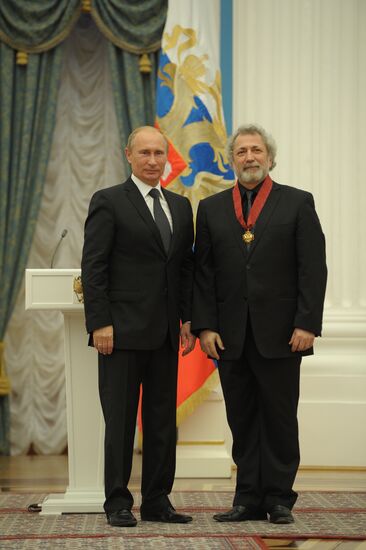 Russian President Putin presents state awards in the Kremlin
