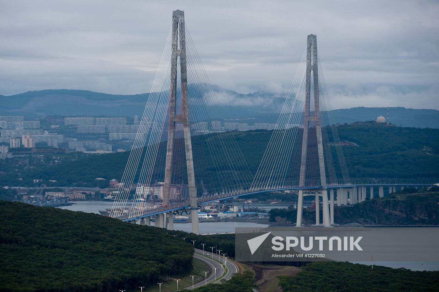 Helicopter view of Russky Island and Vladivostok