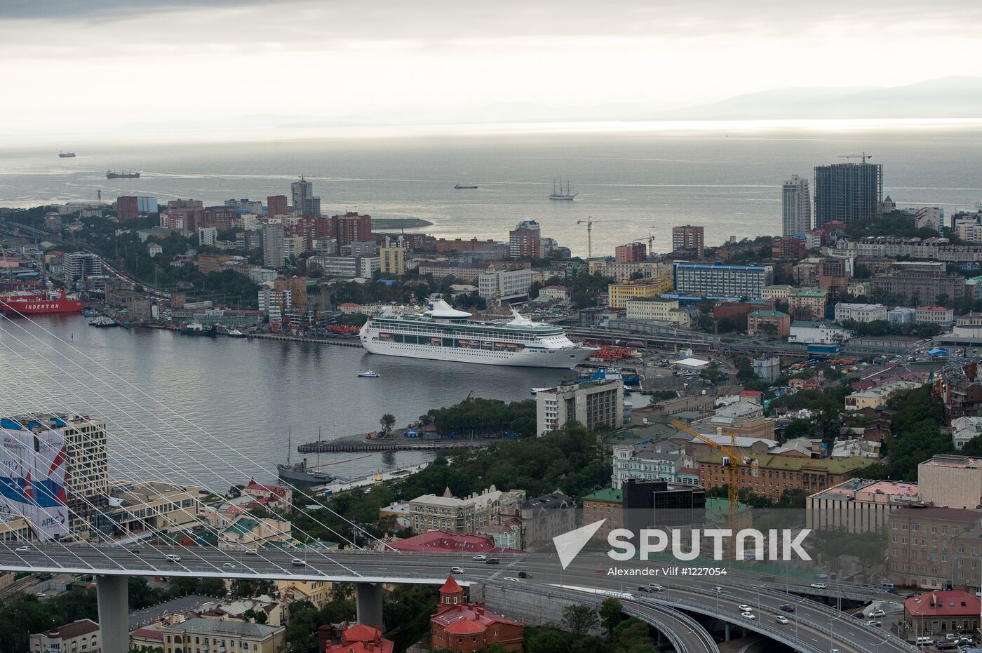 Vladivostok and Russky Island as seen from helicopter