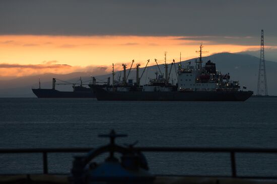 Vladivostok and Russky Island as seen from helicopter