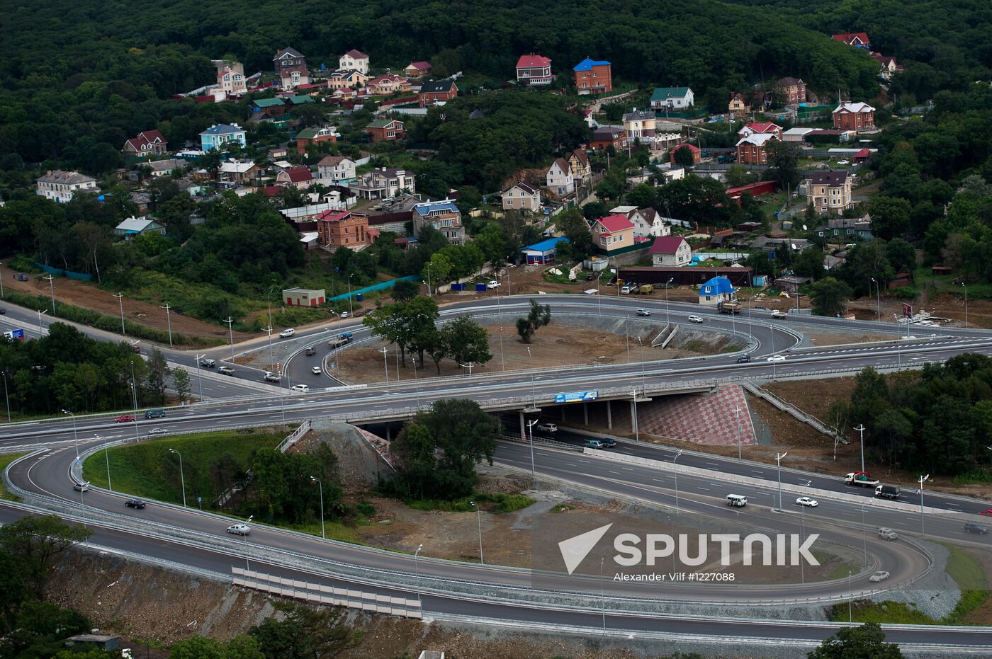 Vladivostok and Russky Island as seen from helicopter