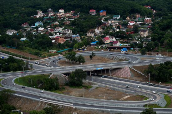 Vladivostok and Russky Island as seen from helicopter