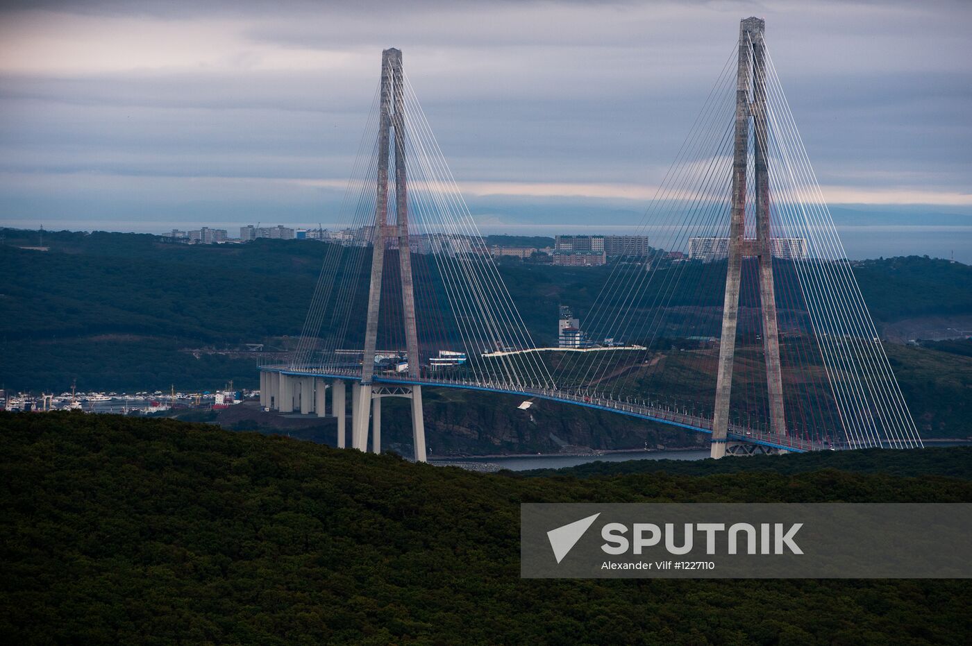 Vladivostok and Russky Island as seen from helicopter