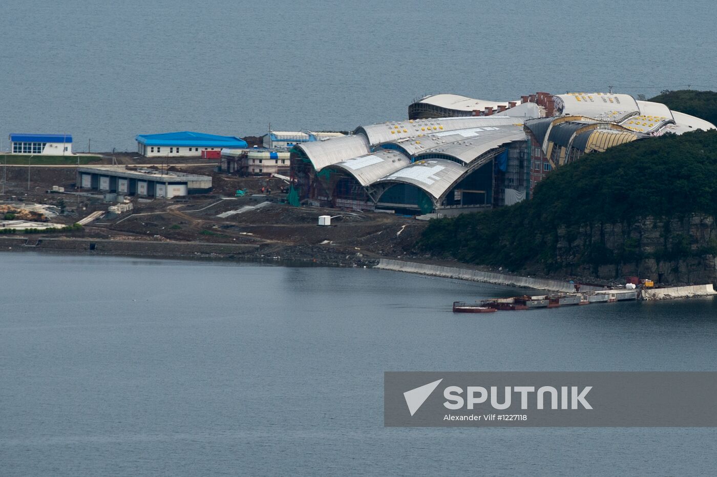 Vladivostok and Russky Island as seen from helicopter