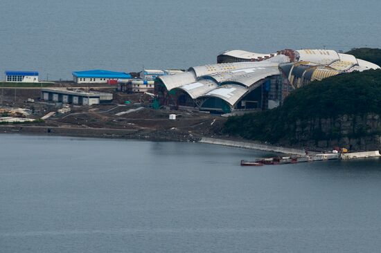 Vladivostok and Russky Island as seen from helicopter