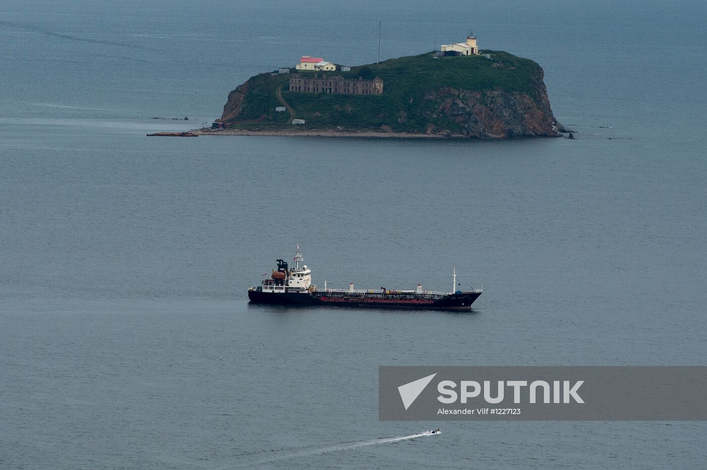 Vladivostok and Russky Island as seen from helicopter