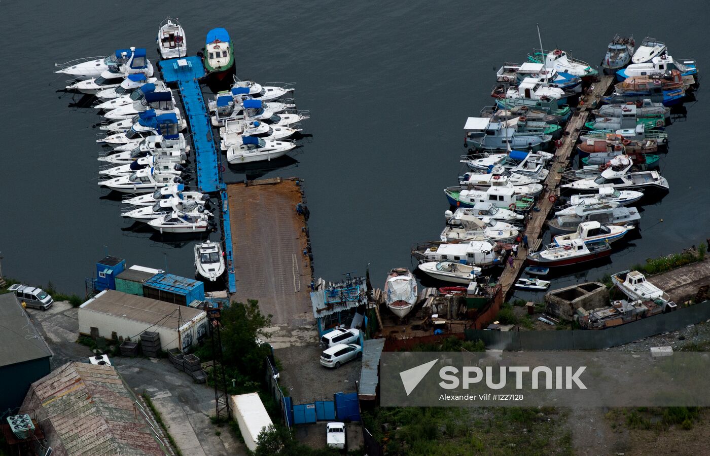 Vladivostok and Russky Island as seen from helicopter