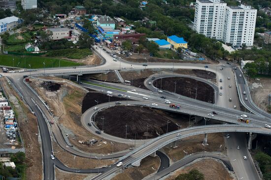 Vladivostok and Russky Island as seen from helicopter