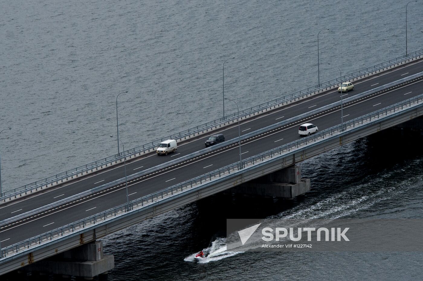 Vladivostok and Russky Island as seen from helicopter