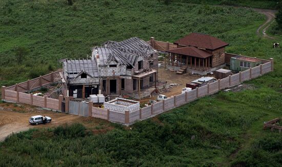 Vladivostok and Russky Island as seen from helicopter