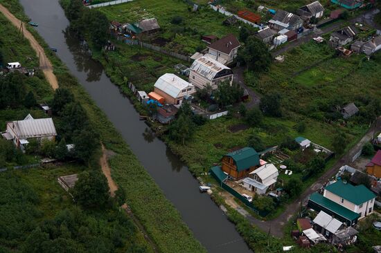 Vladivostok and Russky Island as seen from helicopter
