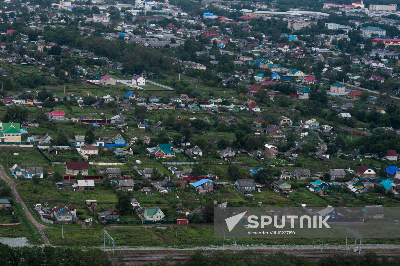 Vladivostok and Russky Island as seen from helicopter