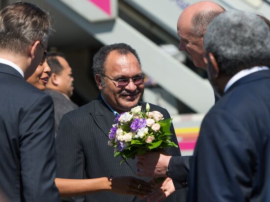 Papua New Guinea Prime Minister Peter O'Neill's arrival