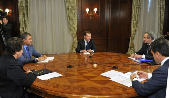 Prime Minister Dmitry Medvedev meets with