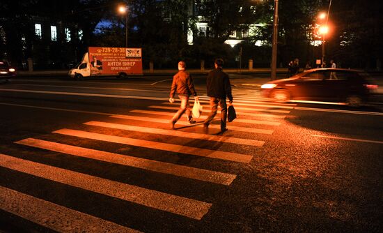Lighted pedestrian crosswalks in Moscow