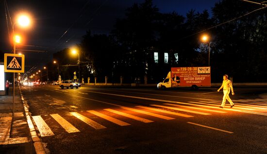 Lighted pedestrian crosswalks in Moscow