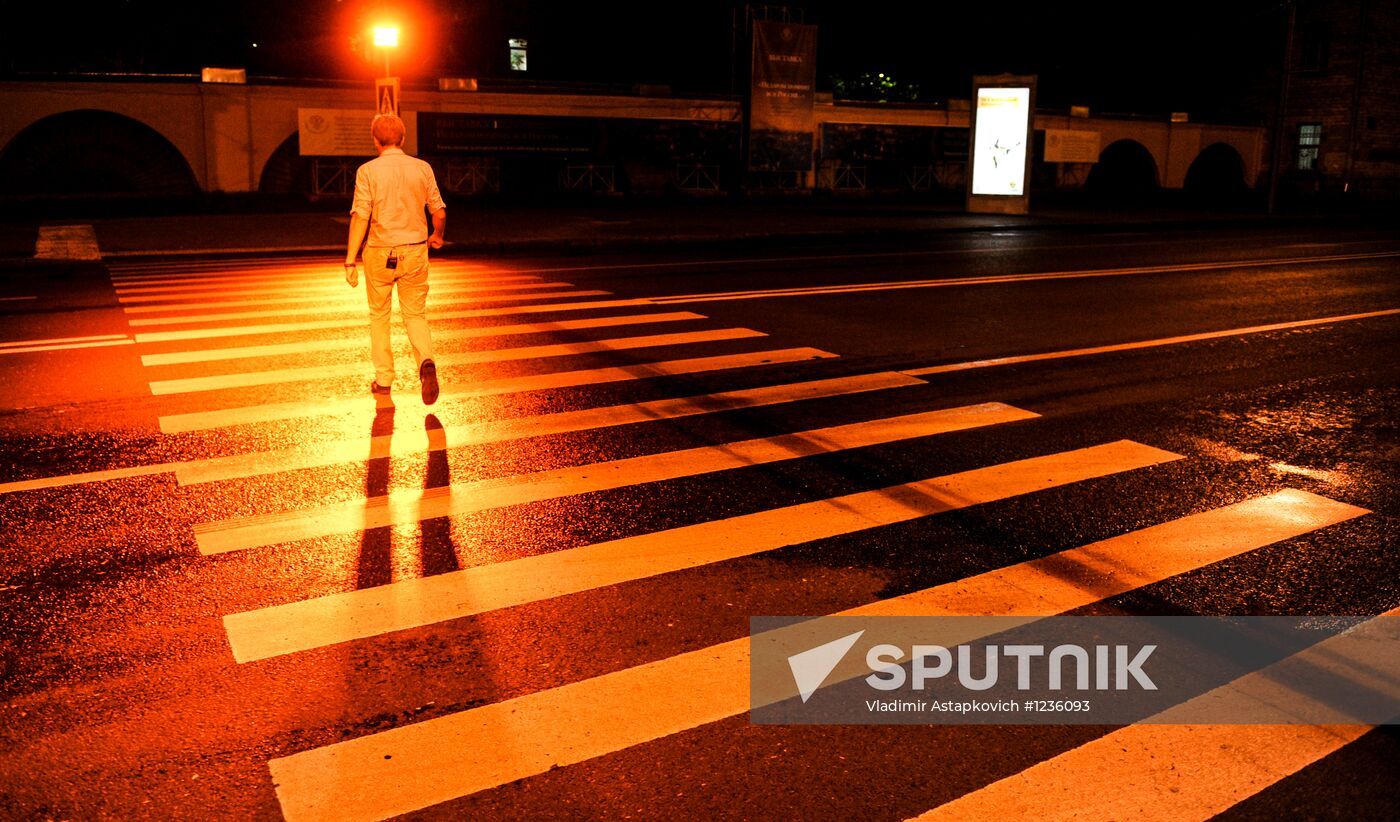 Lighted pedestrian crosswalks in Moscow