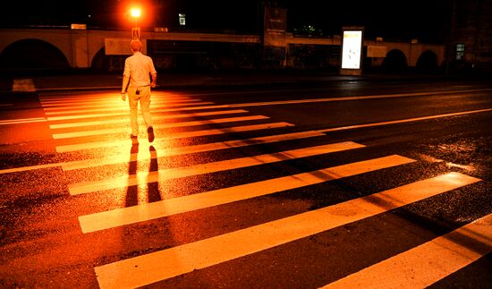 Lighted pedestrian crosswalks in Moscow