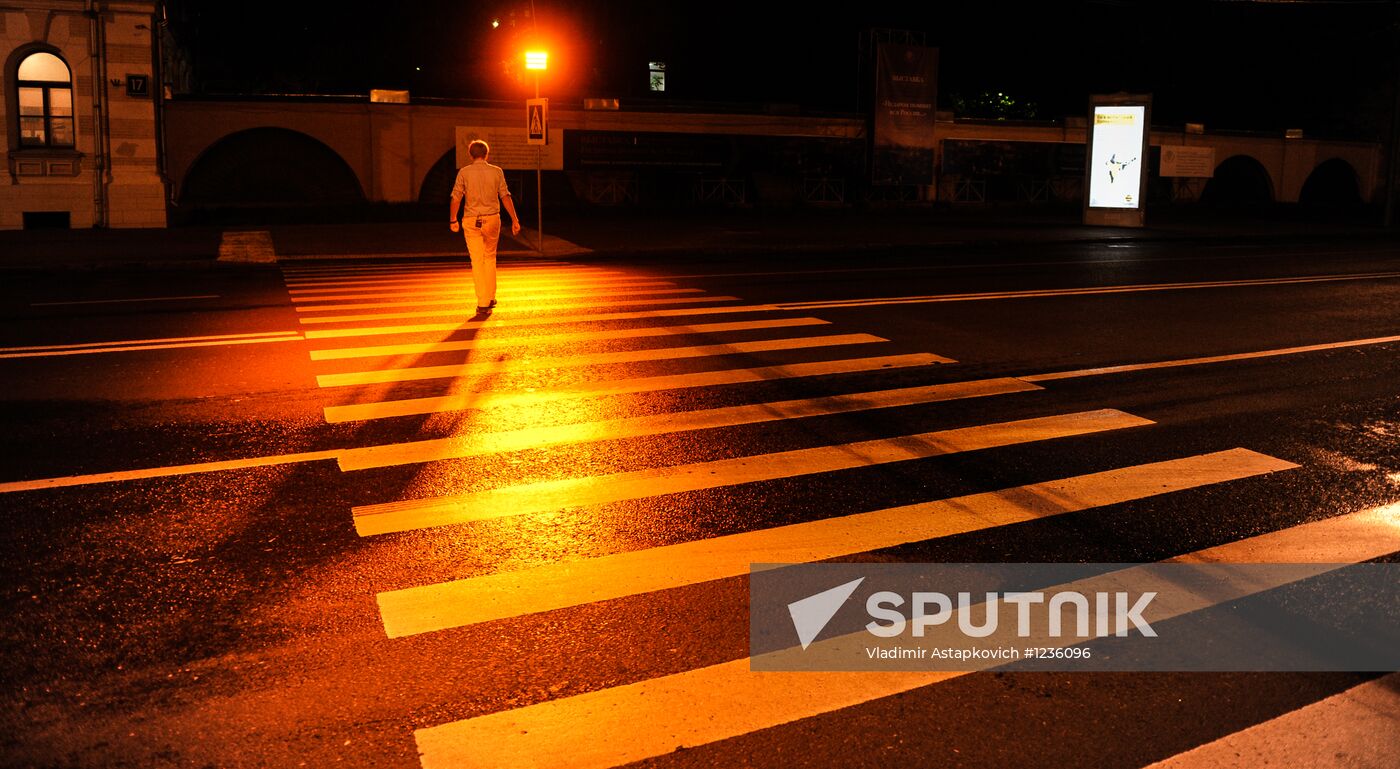 Lighted pedestrian crosswalks in Moscow