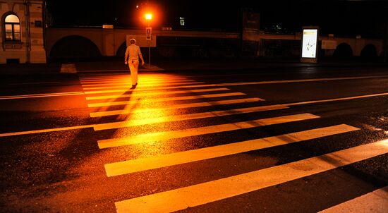 Lighted pedestrian crosswalks in Moscow