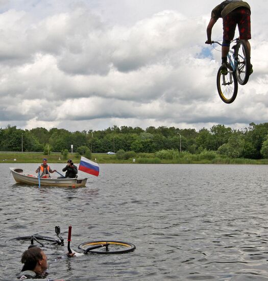 Jumping into water