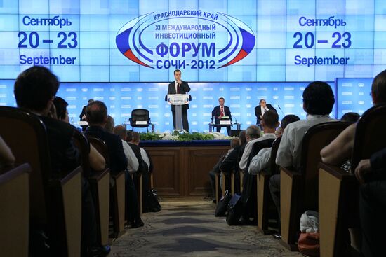 D.Medvedev at XI International Investment Forum Sochi 2012