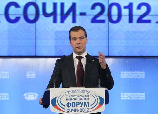 D.Medvedev at XI International Investment Forum Sochi 2012