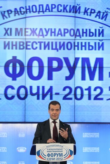 Dmitry Medvedev at XI International Investment Forum Sochi 2012