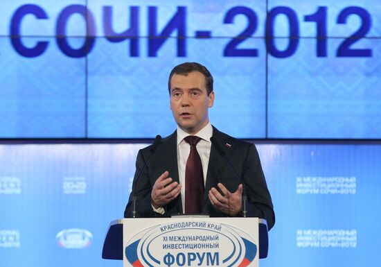 D.Medevedev at XI International Investment Forum Sochi 2012