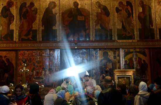 Service at St. Sophia's Cathedral in Veliky Novgorod