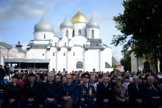 Service at St. Sophia's Cathedral in Veliky Novgorod