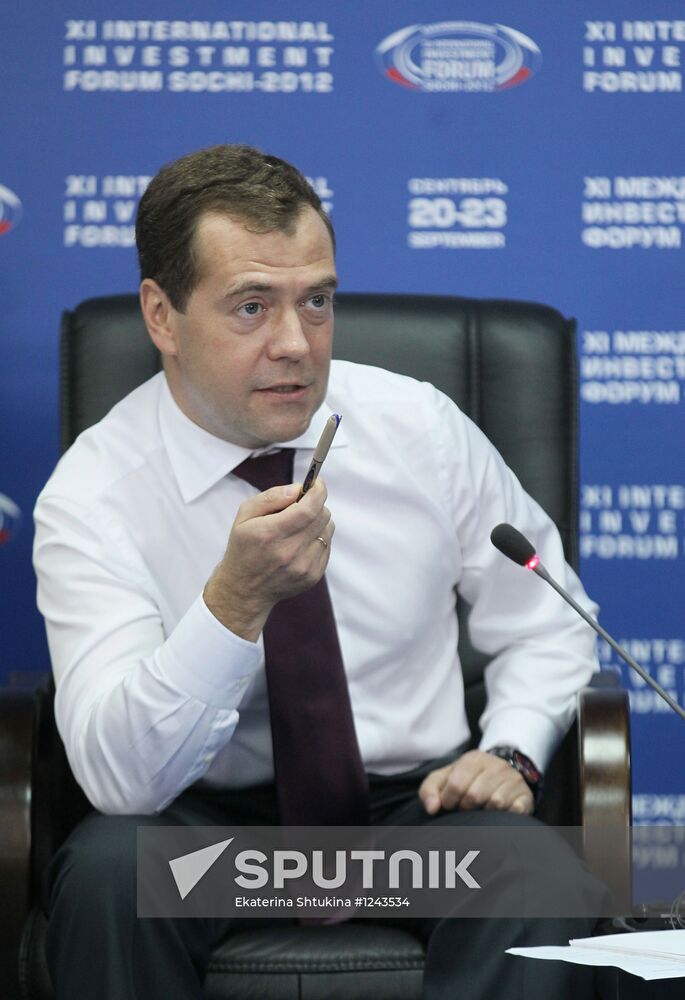 Dmitry Medvedev at XI International Investment Forum Sochi 2012