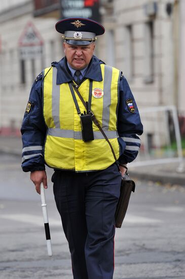 Traffic police officer on a Moscow street