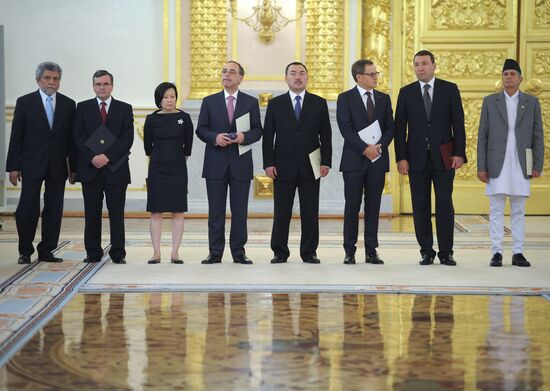 Vladimir Putin receives credential letters from ambassadors