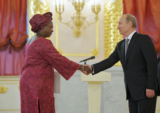 Vladimir Putin receives credentials from foreign ambassadors